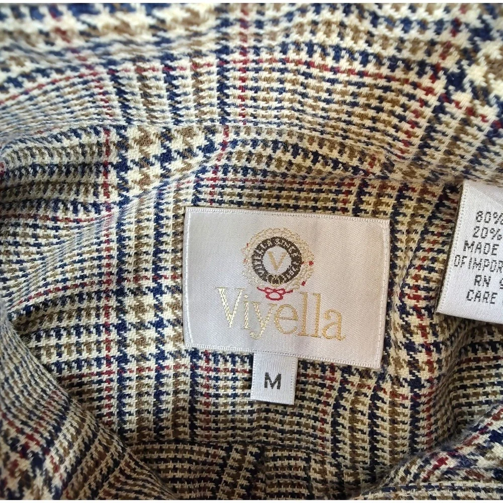 Viyella Shirt Mens Medium Plaid Long Sleeve Button-Up Classic Preppy Cotton Wool